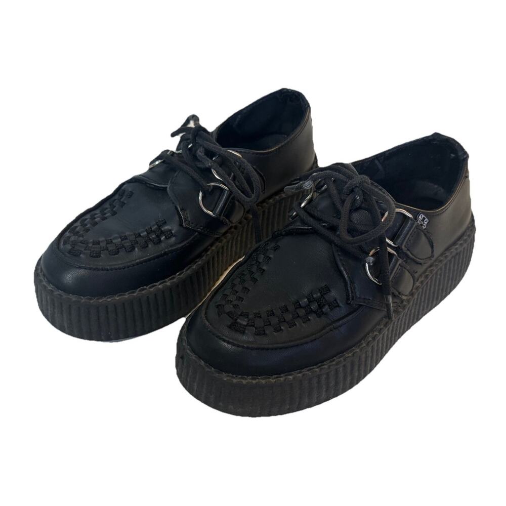T.U.K. Low Sole Viva Creeper Black Shoes TUKskin Double Buckle Gothic Punk 3/5
